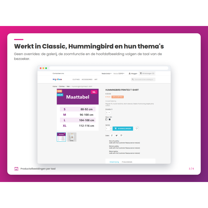 Werkt in Classic, Hummingbird en hun thema's