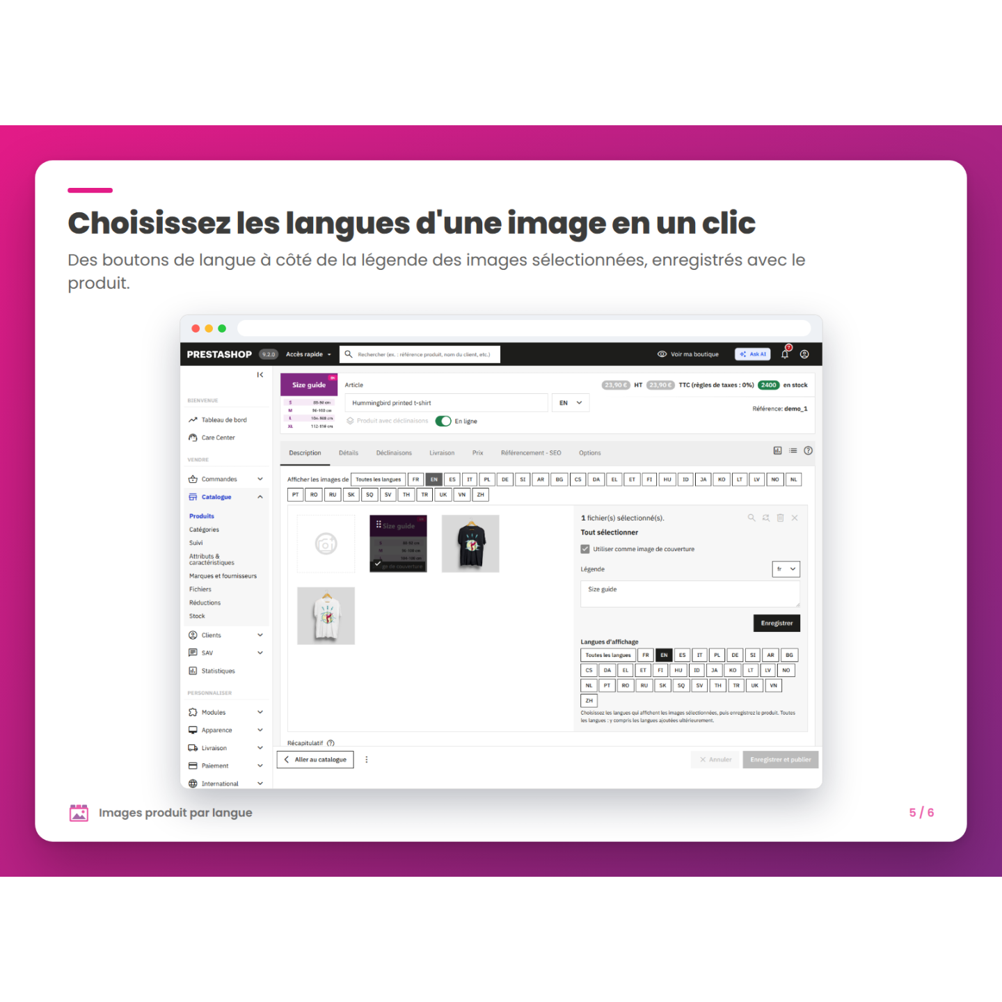 Choisissez les langues d'une image en un clic