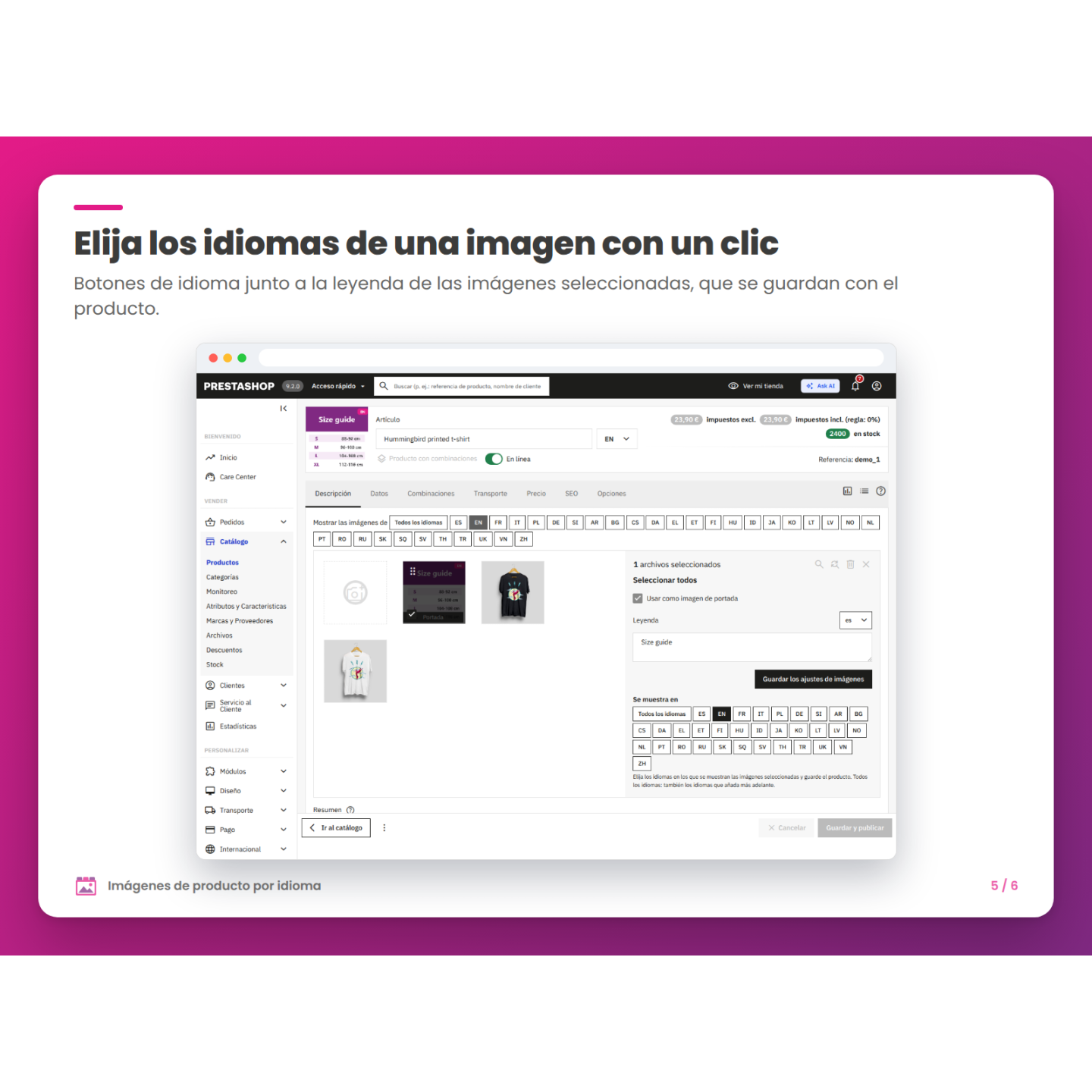 Elija los idiomas de una imagen con un clic