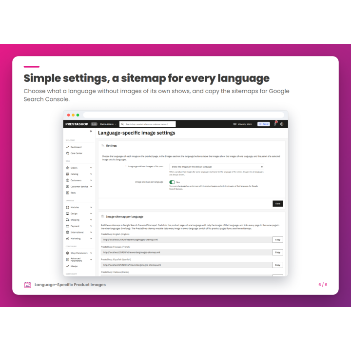 Simple settings, a sitemap for every language