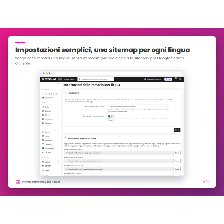 Impostazioni semplici, una sitemap per ogni lingua