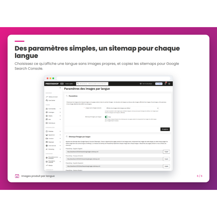 Des paramètres simples, un sitemap pour chaque langue