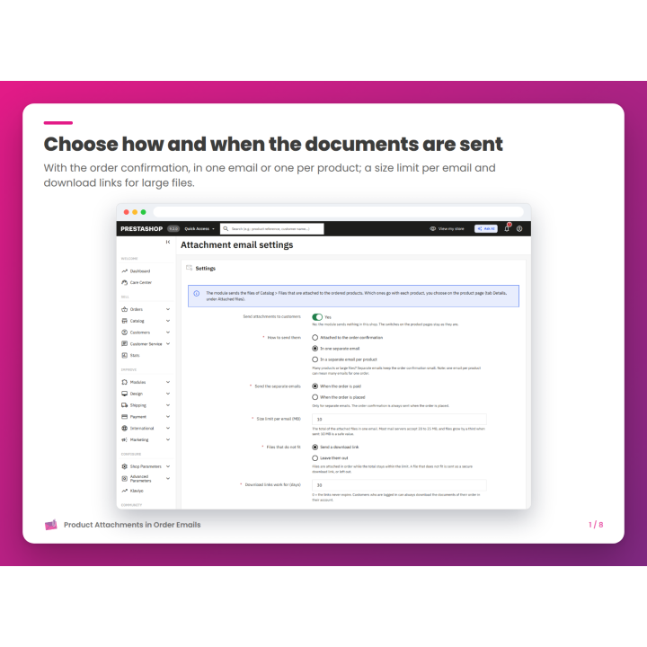 Choose how and when the documents are sent