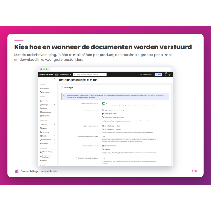 Kies hoe en wanneer de documenten worden verstuurd