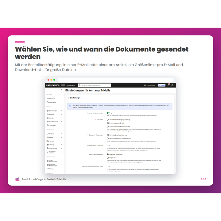 Wählen Sie, wie und wann die Dokumente gesendet werden