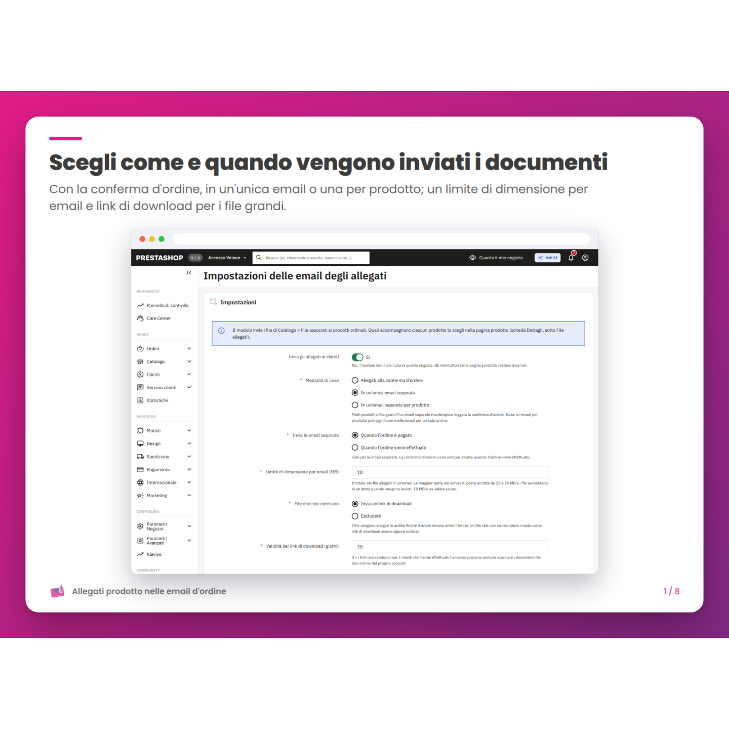 Scegli come e quando vengono inviati i documenti