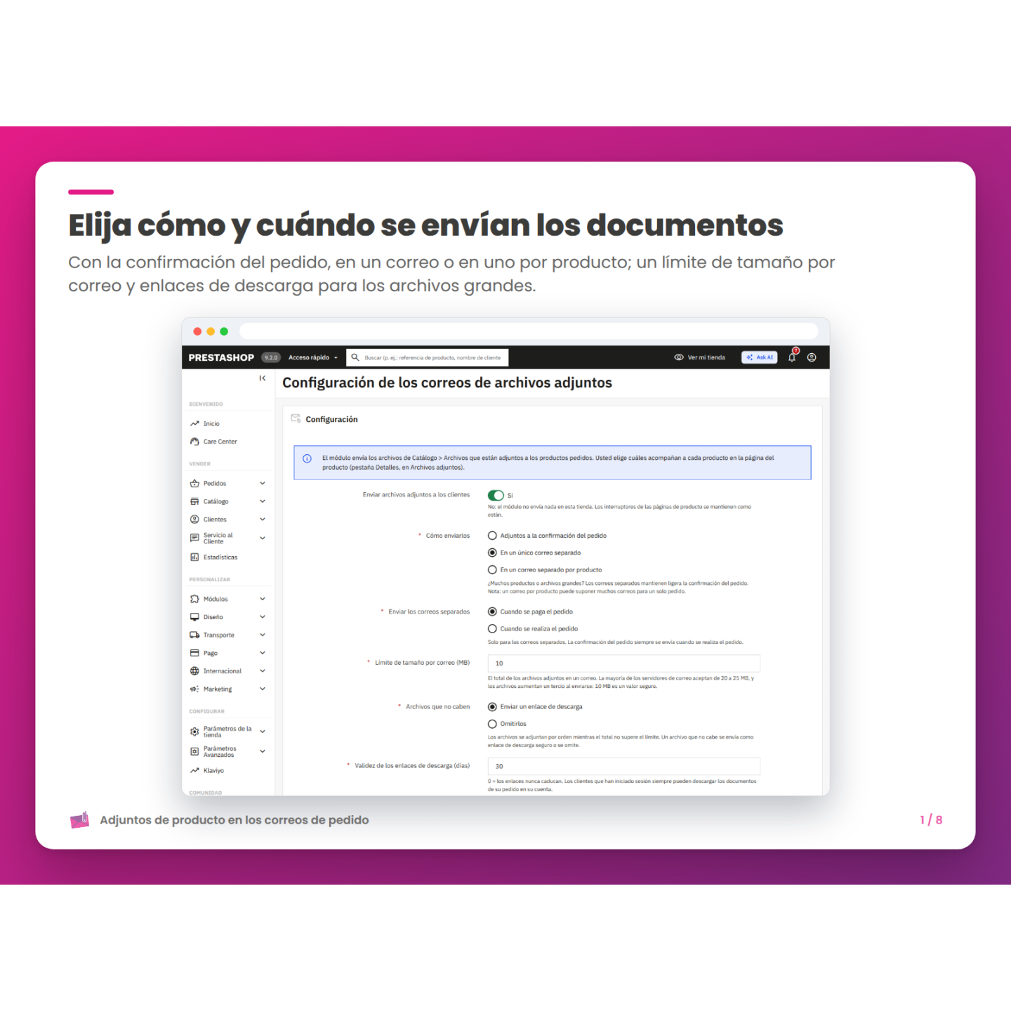 Elija cómo y cuándo se envían los documentos