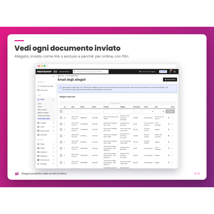 Vedi ogni documento inviato