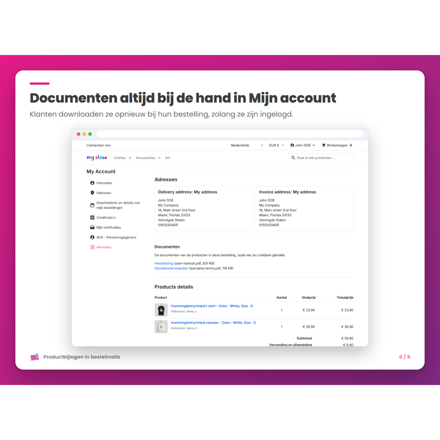 Documenten altijd bij de hand in Mijn account