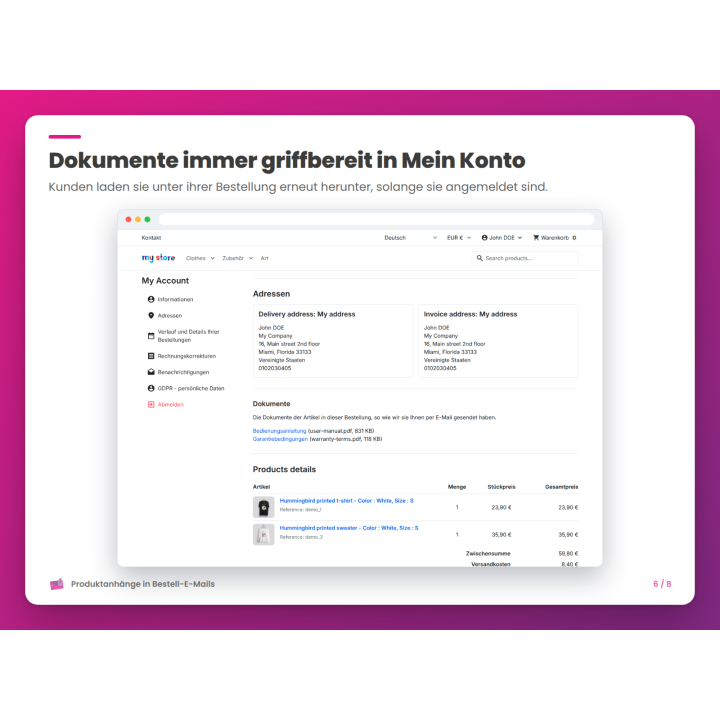 Dokumente immer griffbereit in Mein Konto