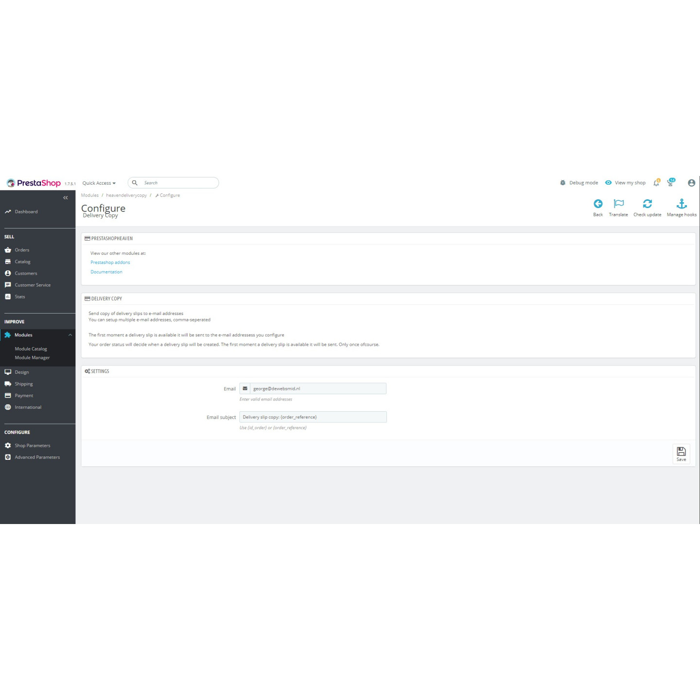 Pakbon kopie pdf e-mail – PrestaShop-module | PrestaHaven