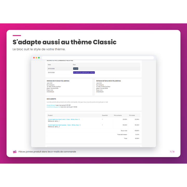S'adapte aussi au thème Classic