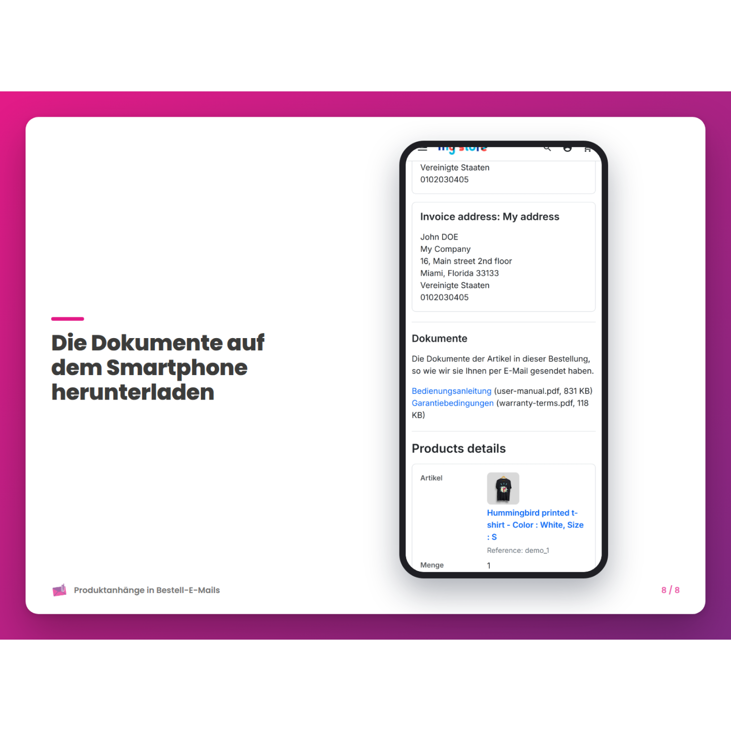 Die Dokumente auf dem Smartphone herunterladen