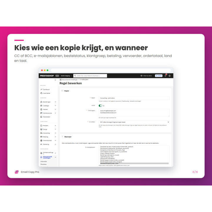 Kies wie een kopie krijgt, en wanneer