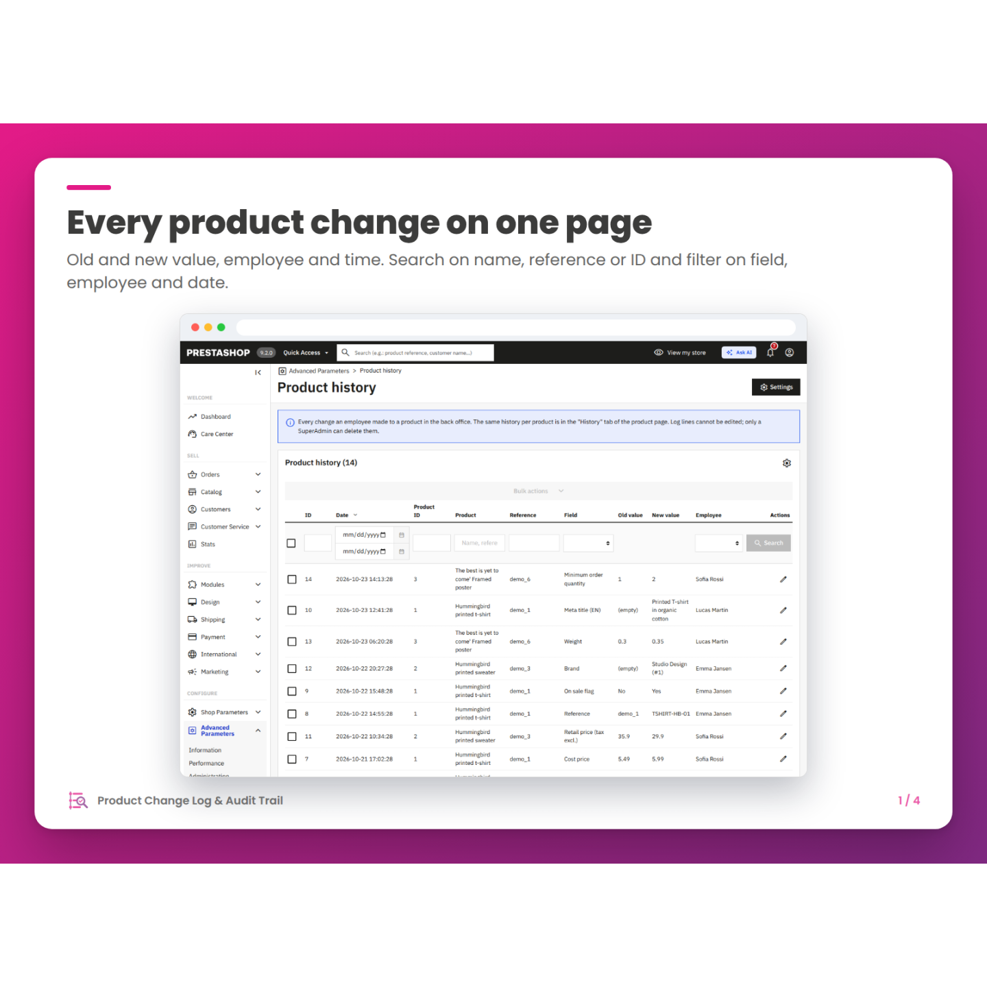 Every product change on one page