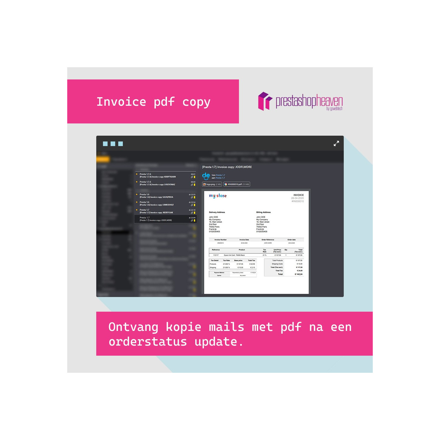 Factuur kopie pdf e-mail – PrestaShop-module | PrestaHaven