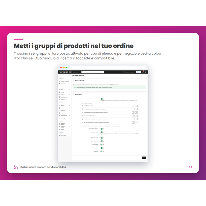 Metti i gruppi di prodotti nel tuo ordine