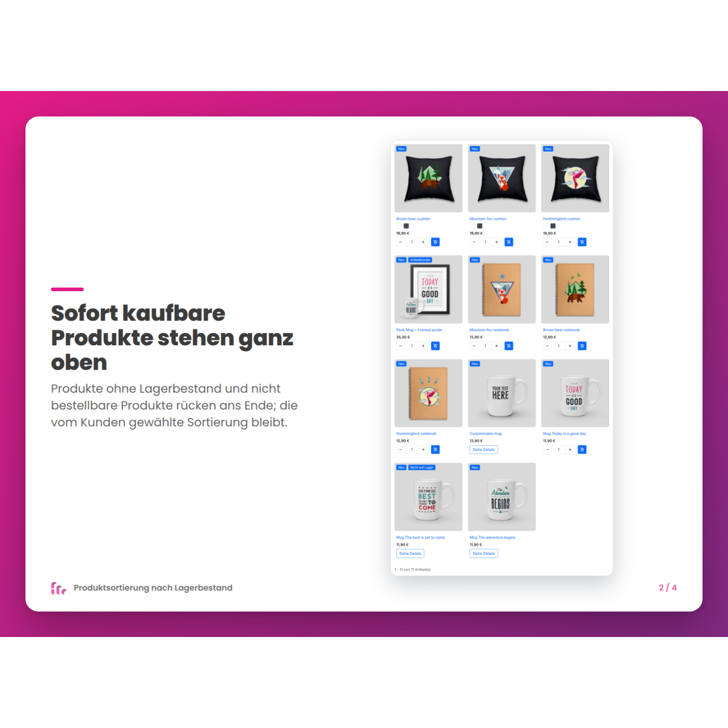Sofort kaufbare Produkte stehen ganz oben