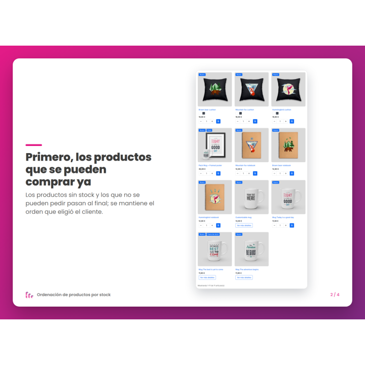 Primero, los productos que se pueden comprar ya