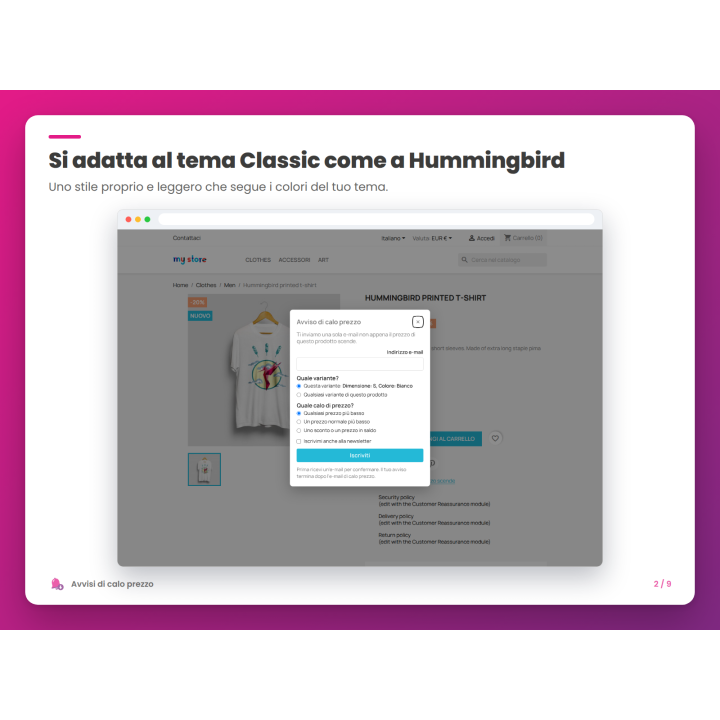 Si adatta al tema Classic come a Hummingbird