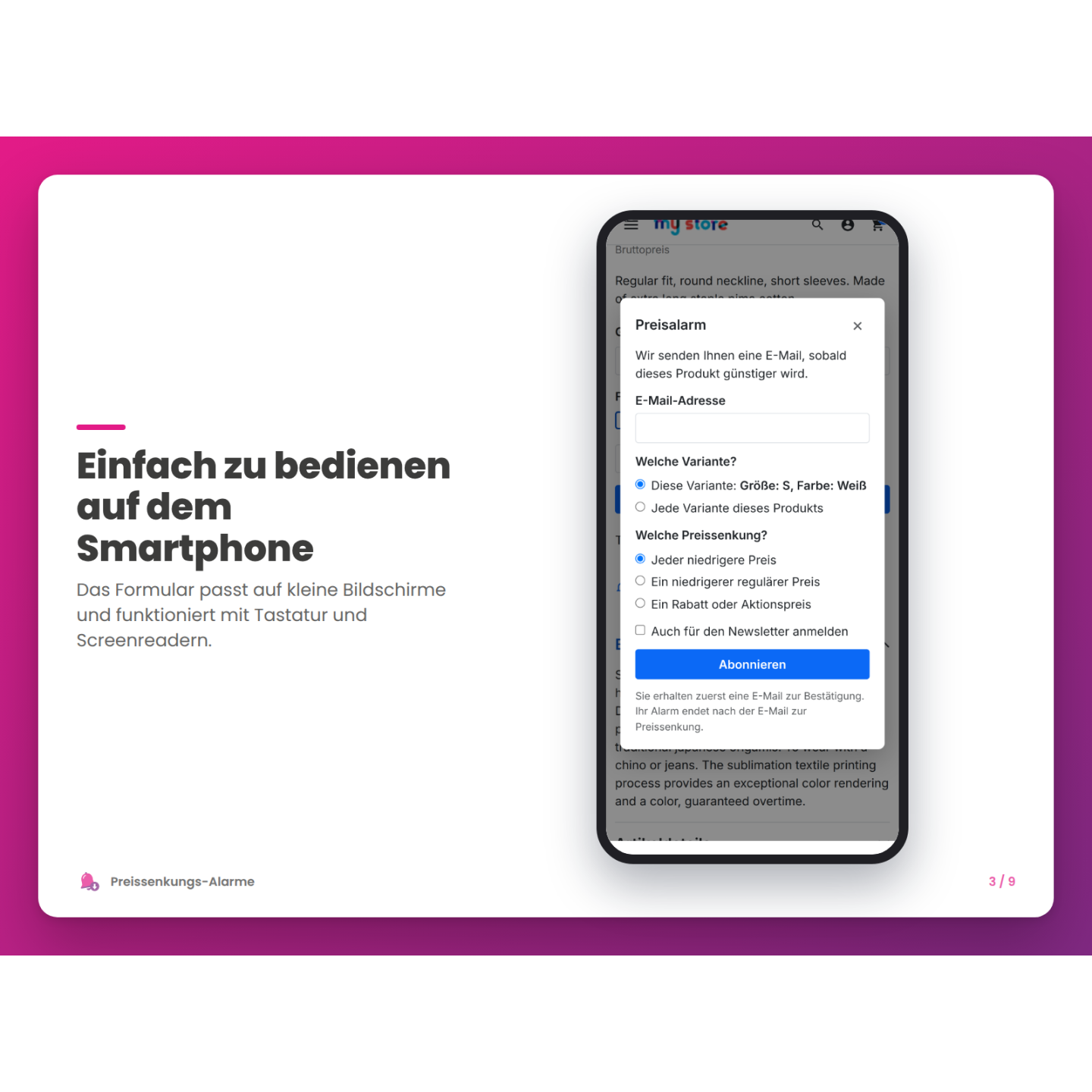Einfach zu bedienen auf dem Smartphone