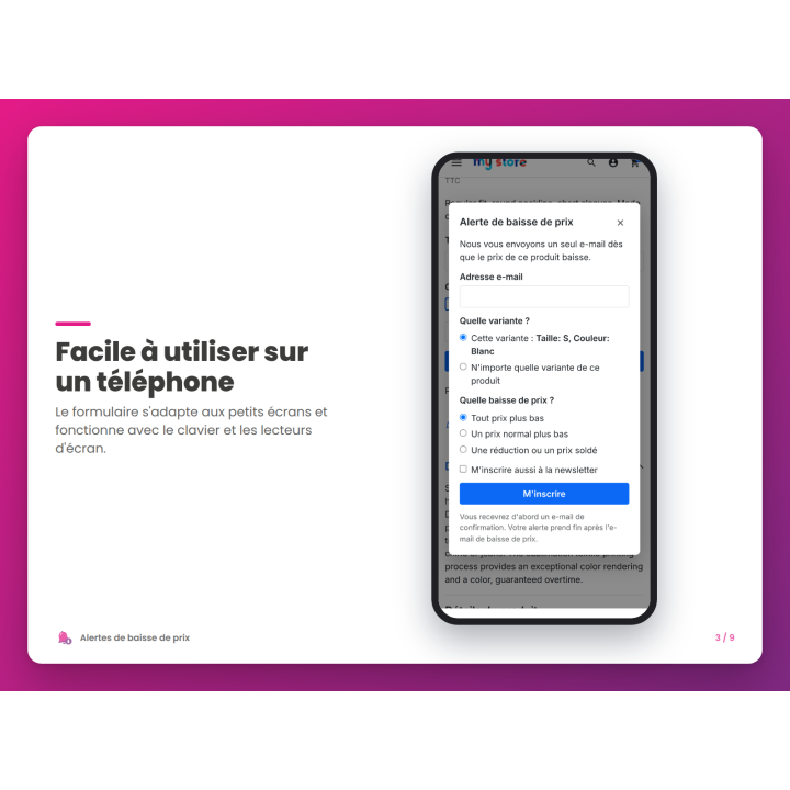 Facile à utiliser sur un téléphone