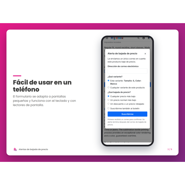 Fácil de usar en un teléfono