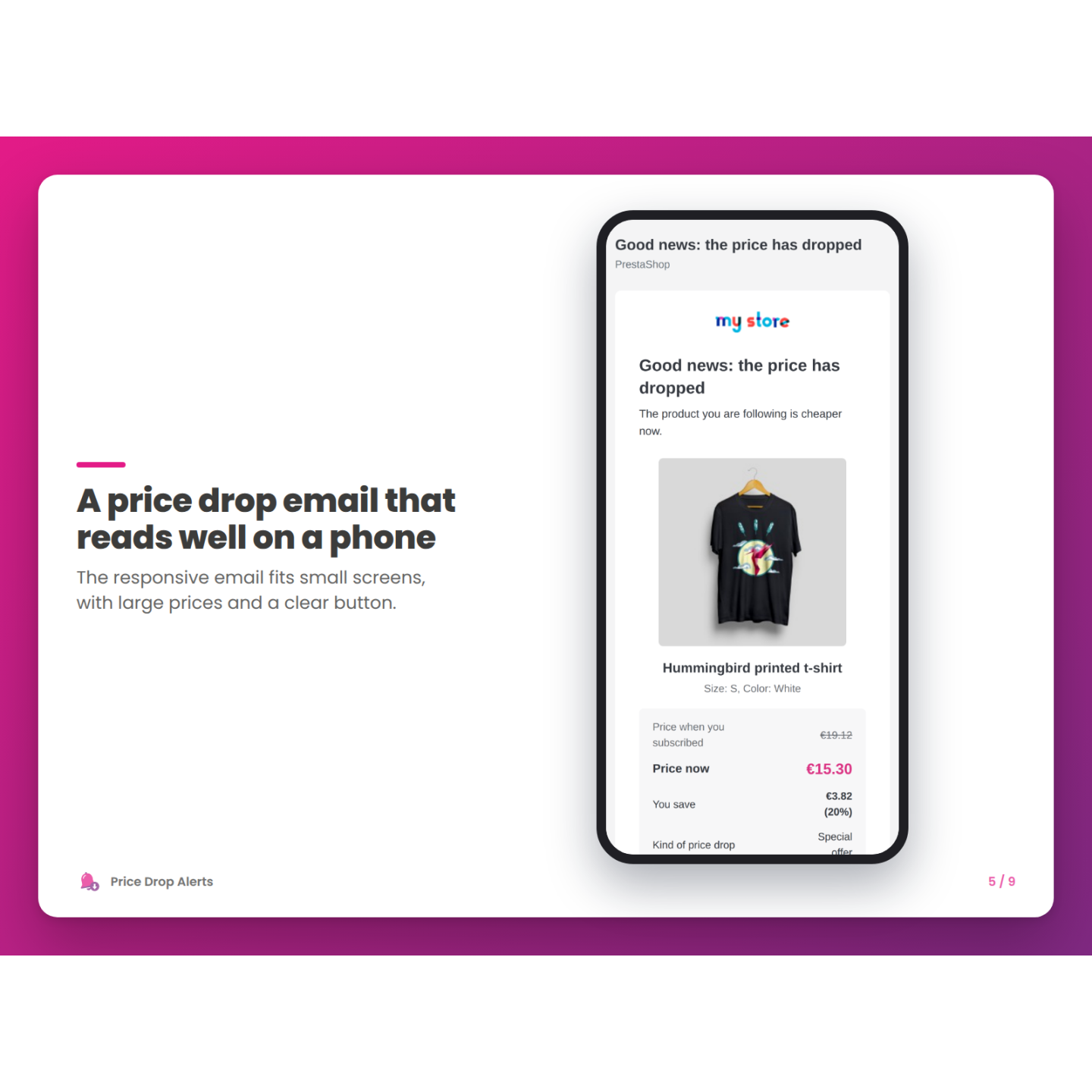 A price drop email that reads well on a phone