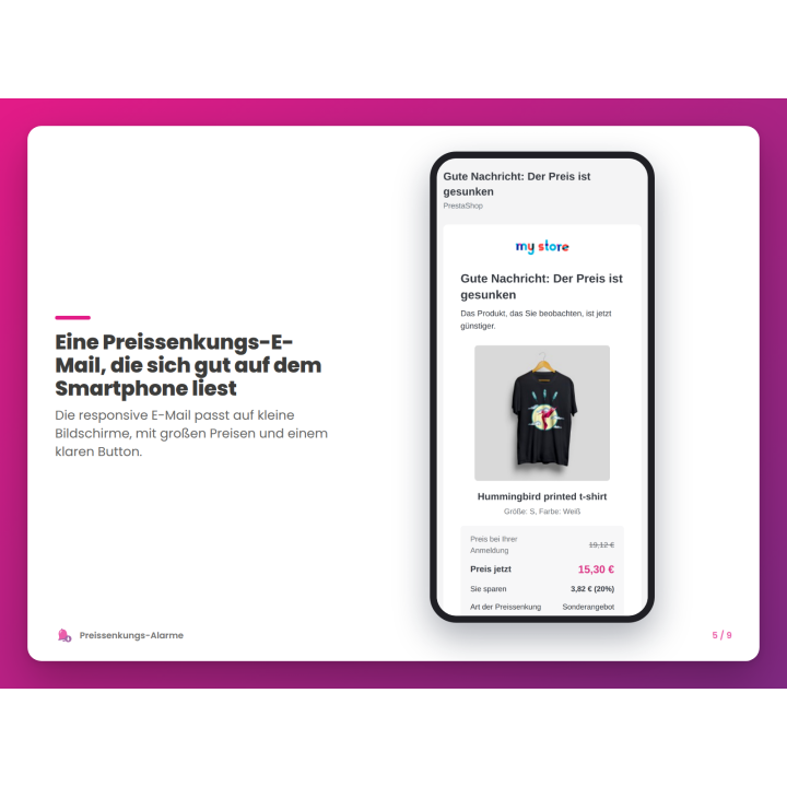 Eine Preissenkungs-E-Mail, die sich gut auf dem Smartphone liest