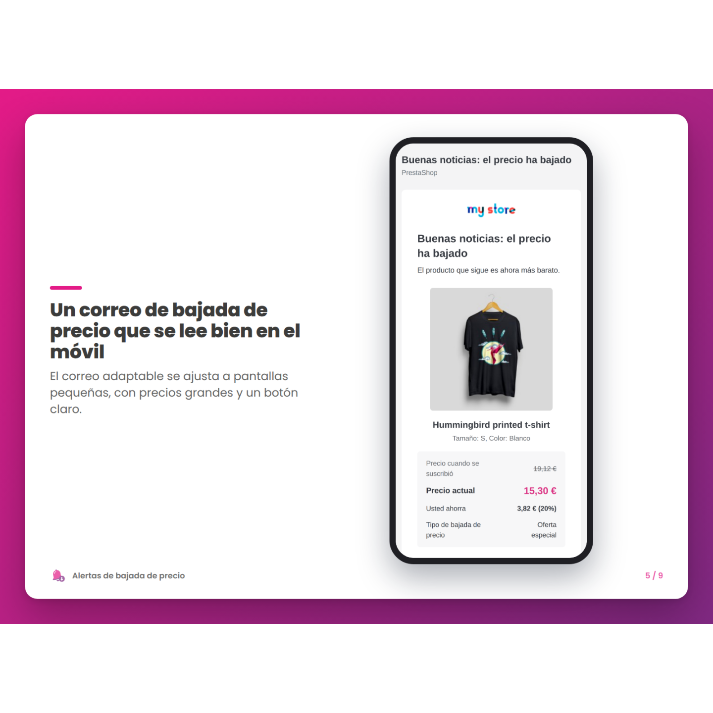 Un correo de bajada de precio que se lee bien en el móvil