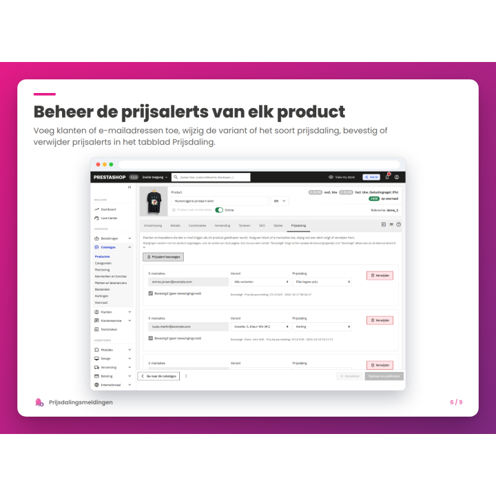 Beheer de prijsalerts van elk product