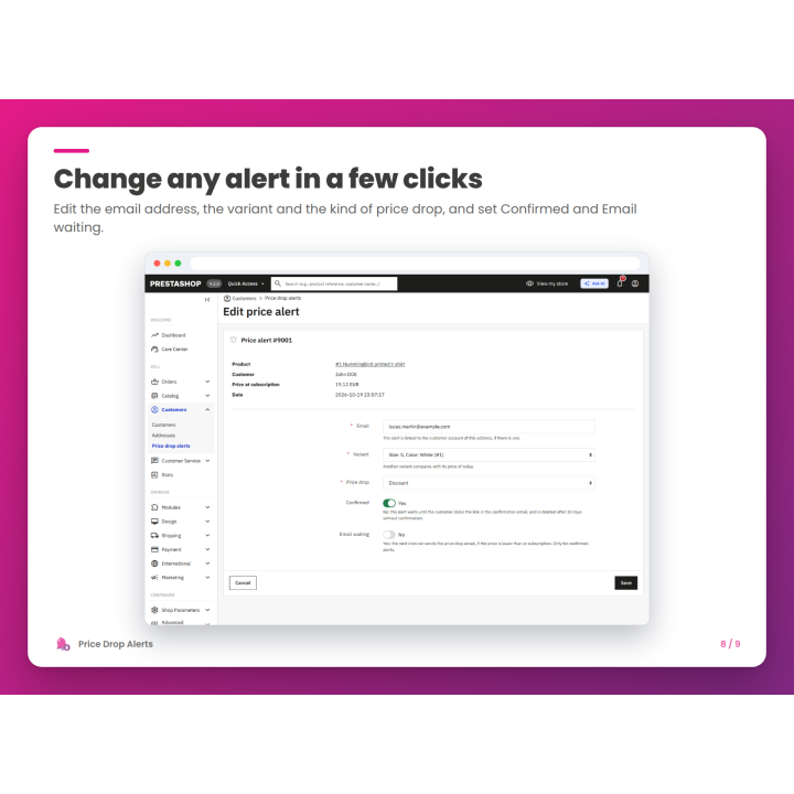 Change any alert in a few clicks