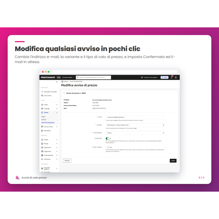 Modifica qualsiasi avviso in pochi clic