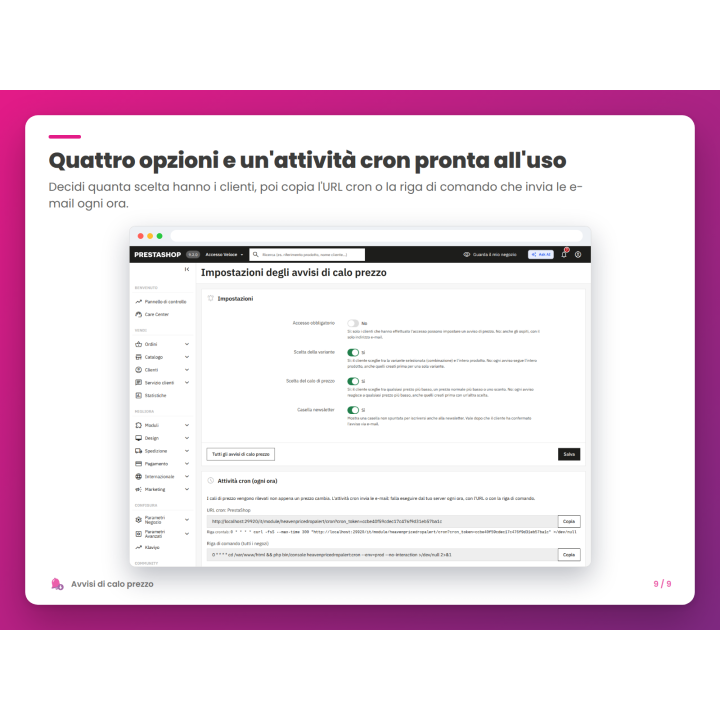 Quattro opzioni e un'attività cron pronta all'uso