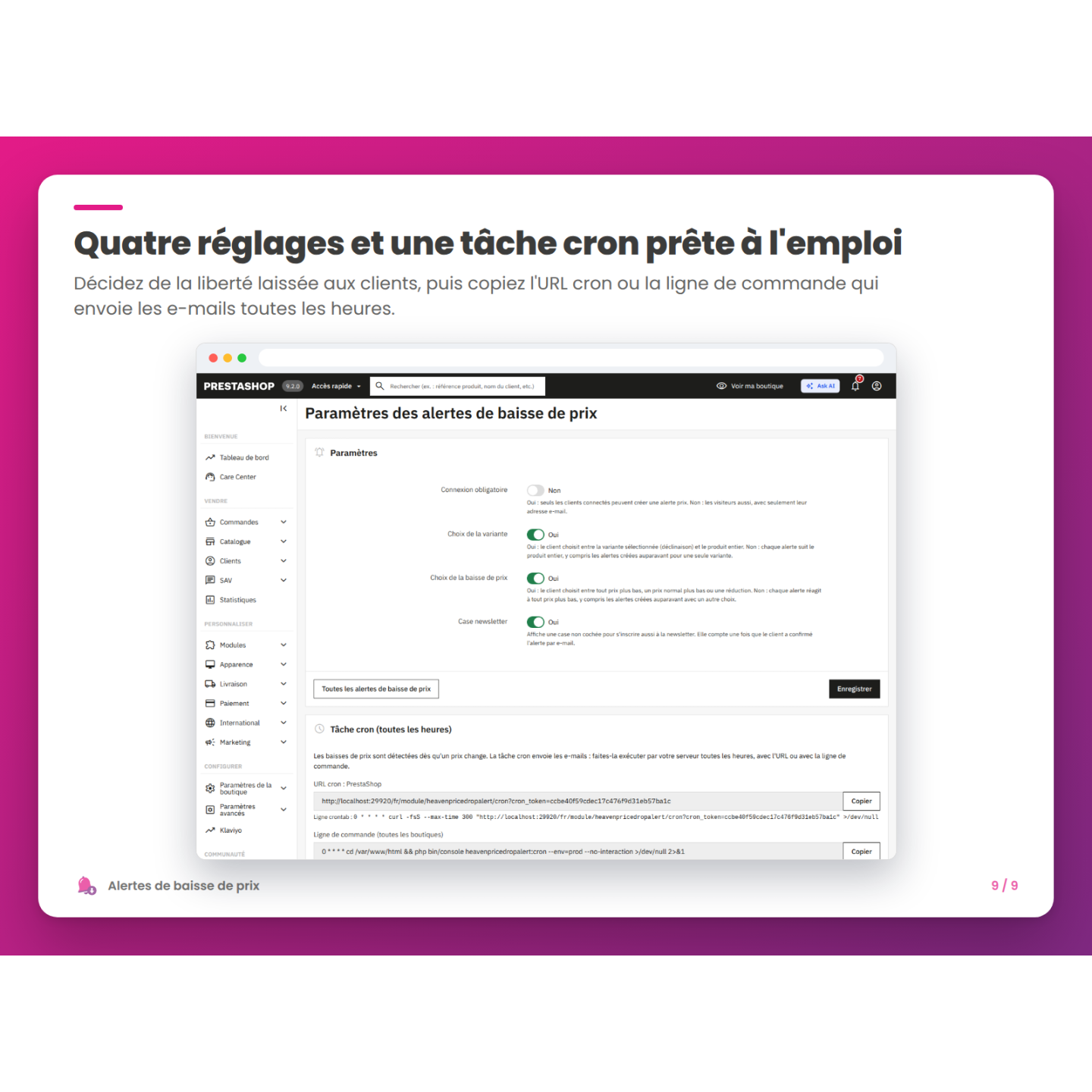 Quatre réglages et une tâche cron prête à l'emploi
