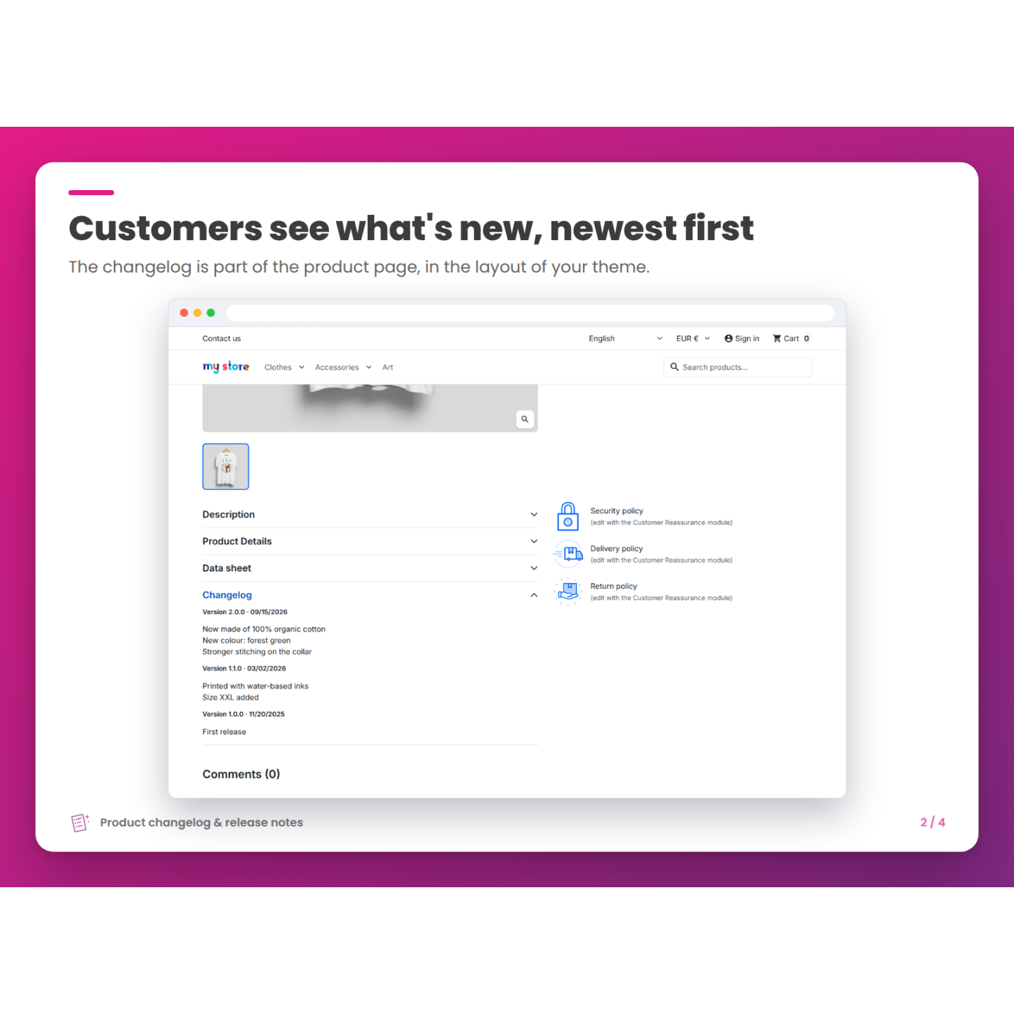 Customers see what's new, newest first