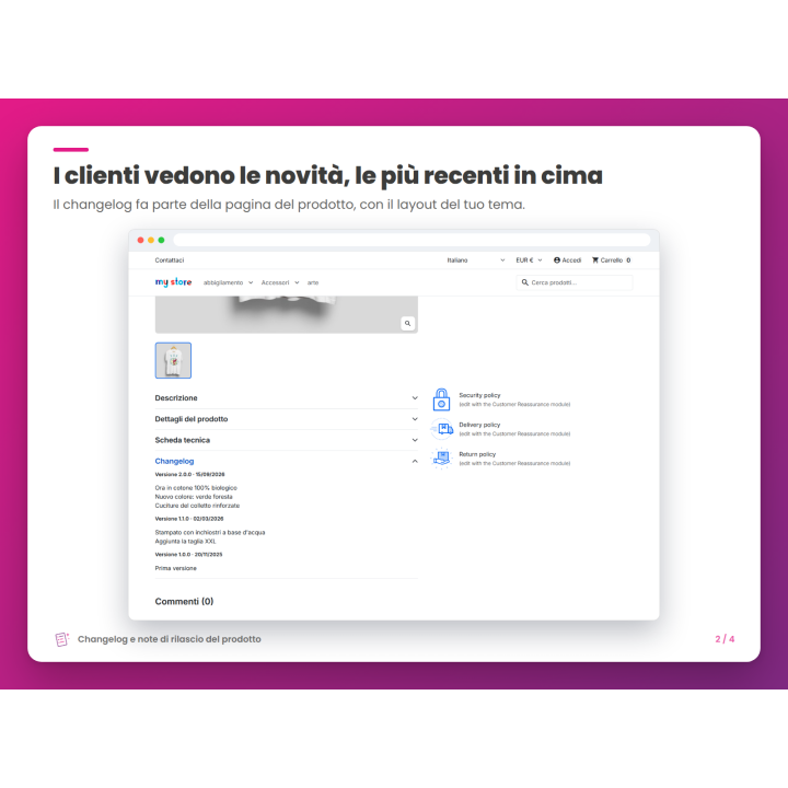 I clienti vedono le novità, le più recenti in cima