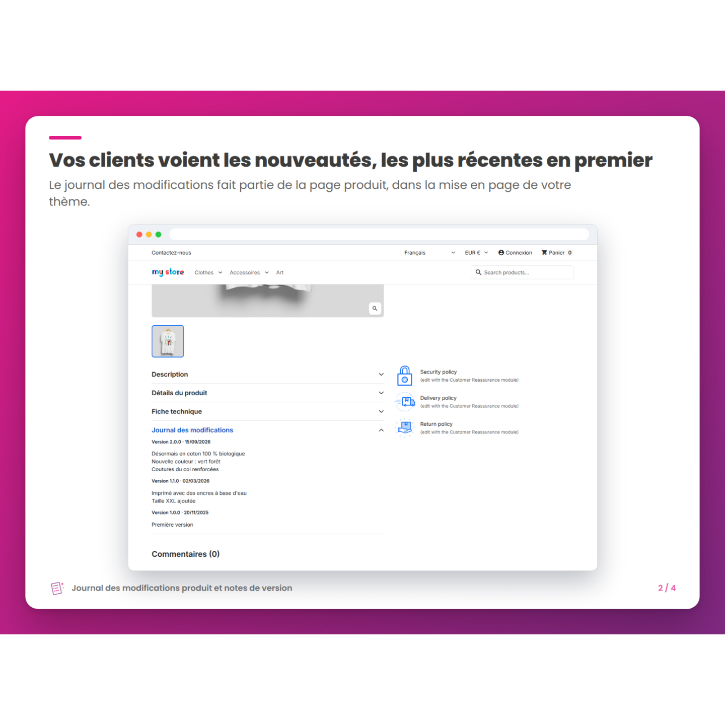 Vos clients voient les nouveautés, les plus récentes en premier
