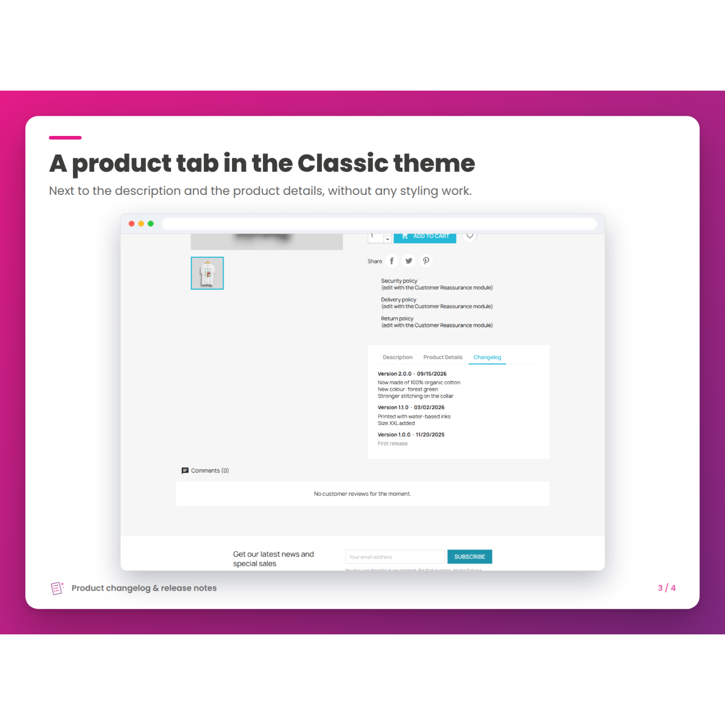 A product tab in the Classic theme