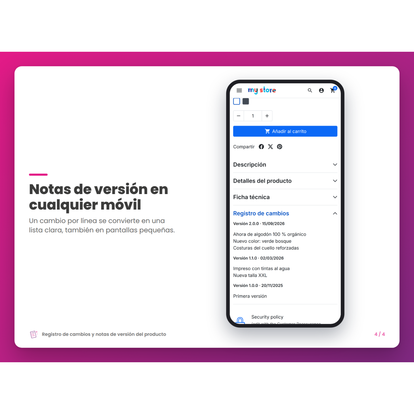 Notas de versión en cualquier móvil