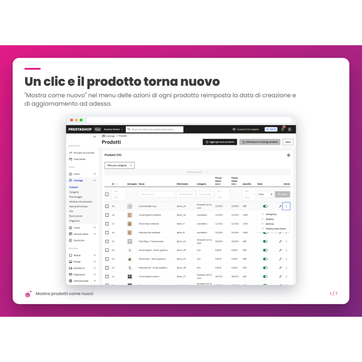 Un clic e il prodotto torna nuovo