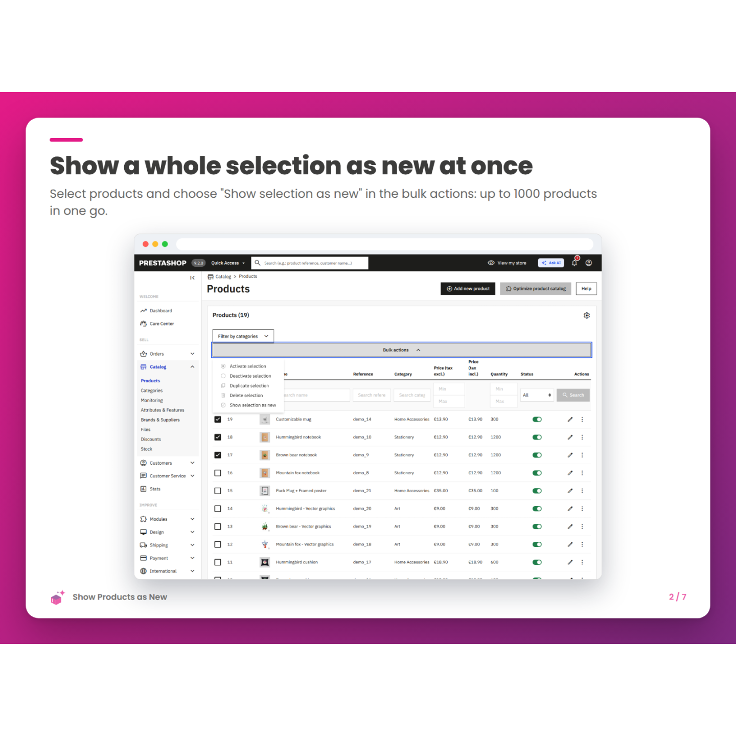 Show a whole selection as new at once