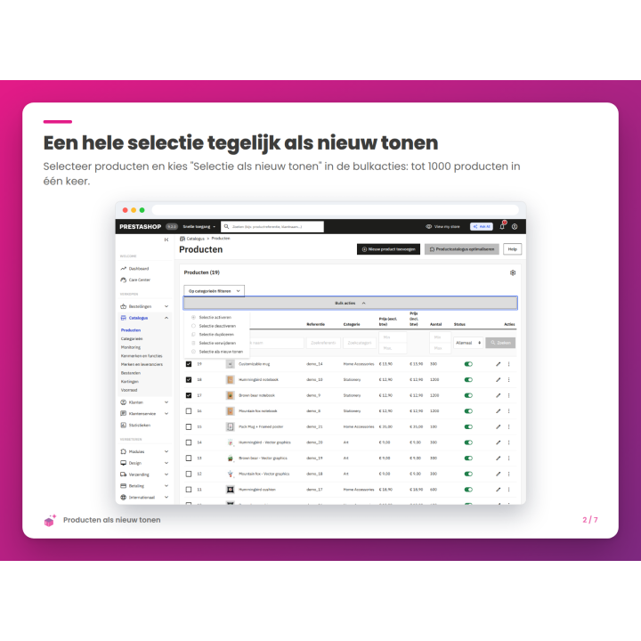 Een hele selectie tegelijk als nieuw tonen