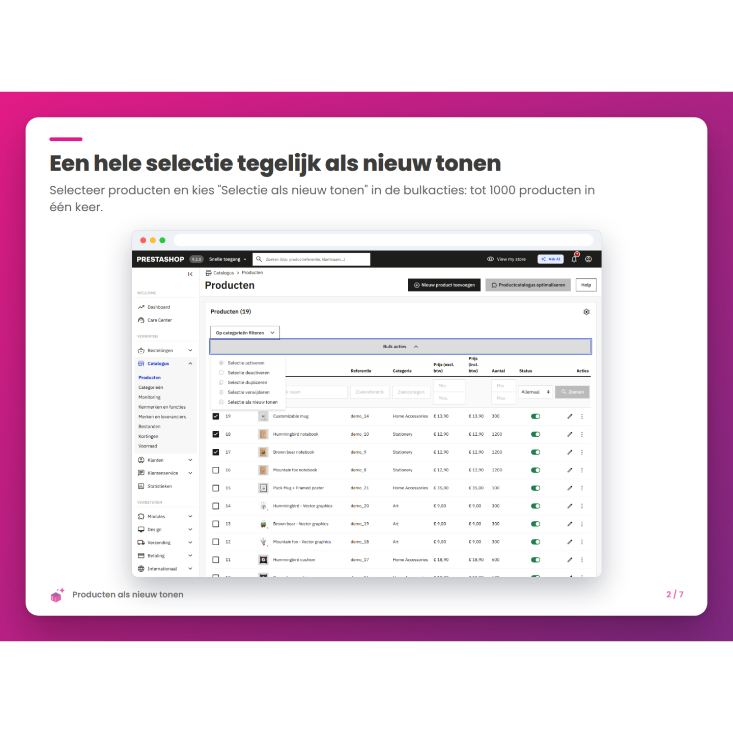 Een hele selectie tegelijk als nieuw tonen