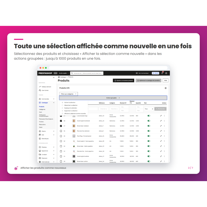 Toute une sélection affichée comme nouvelle en une fois