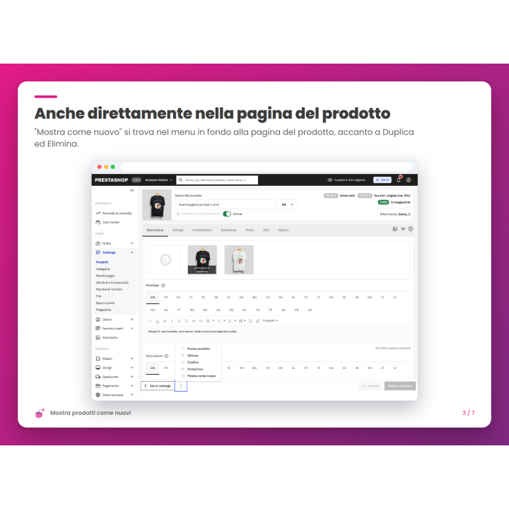 Anche direttamente nella pagina del prodotto