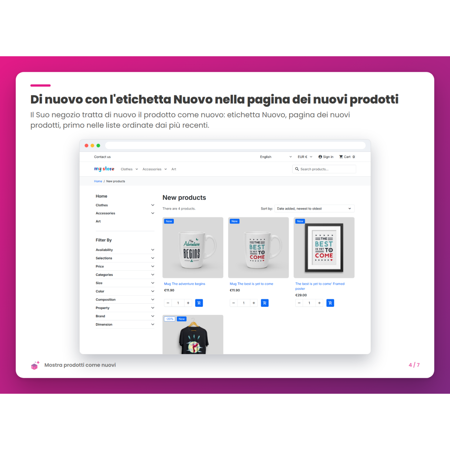 Di nuovo con l'etichetta Nuovo nella pagina dei nuovi prodotti