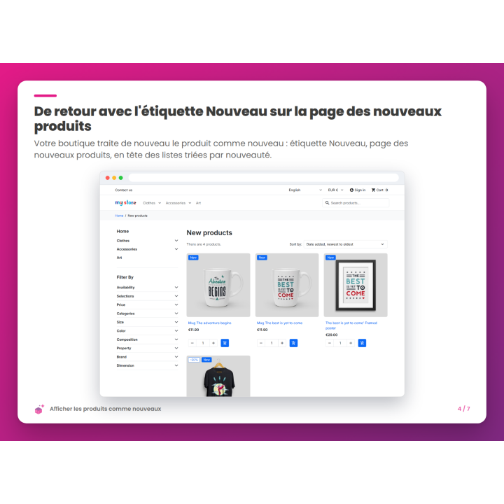 De retour avec l'étiquette Nouveau sur la page des nouveaux produits