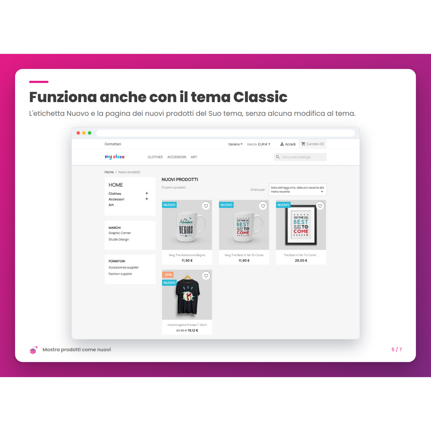 Funziona anche con il tema Classic